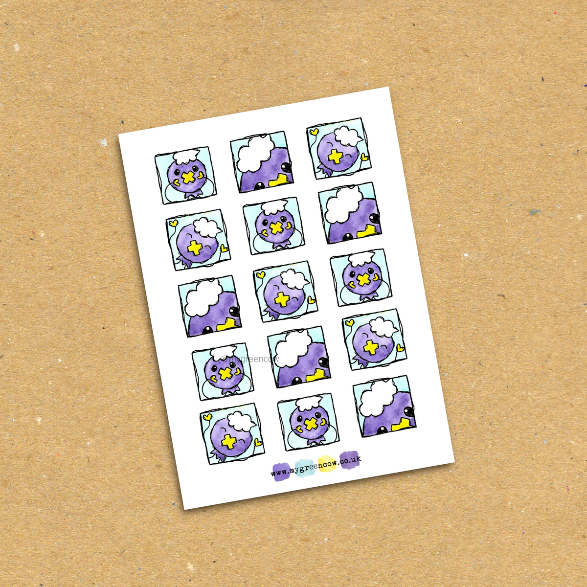 Pocket Monster #425 Squares A6 Sticker Sheet