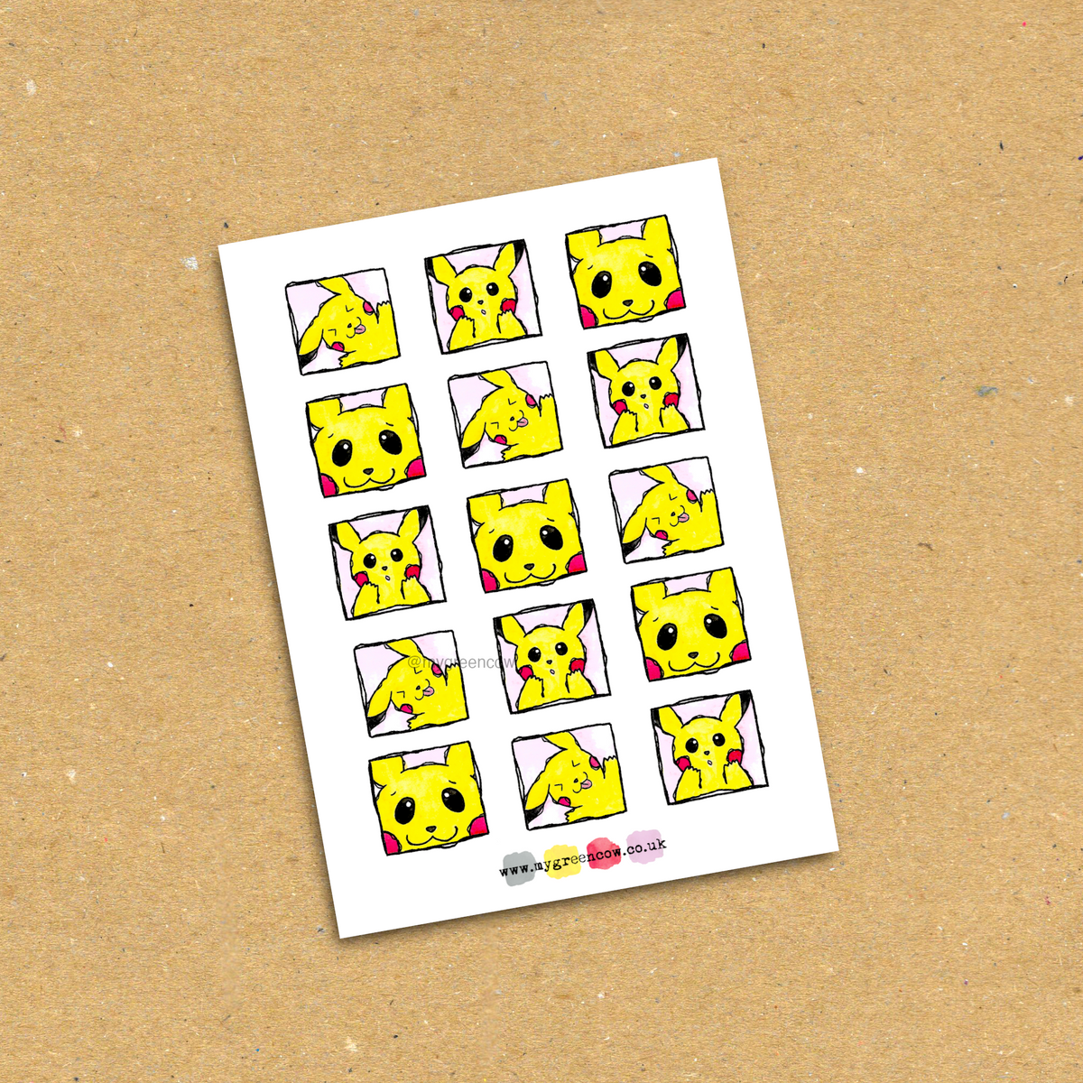 Pocket Monster #25 Squares A6 Sticker Sheet