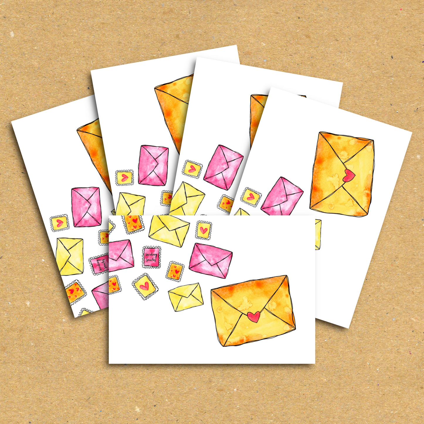 Sending Smiles Envelope & Stamps Postcard Pack