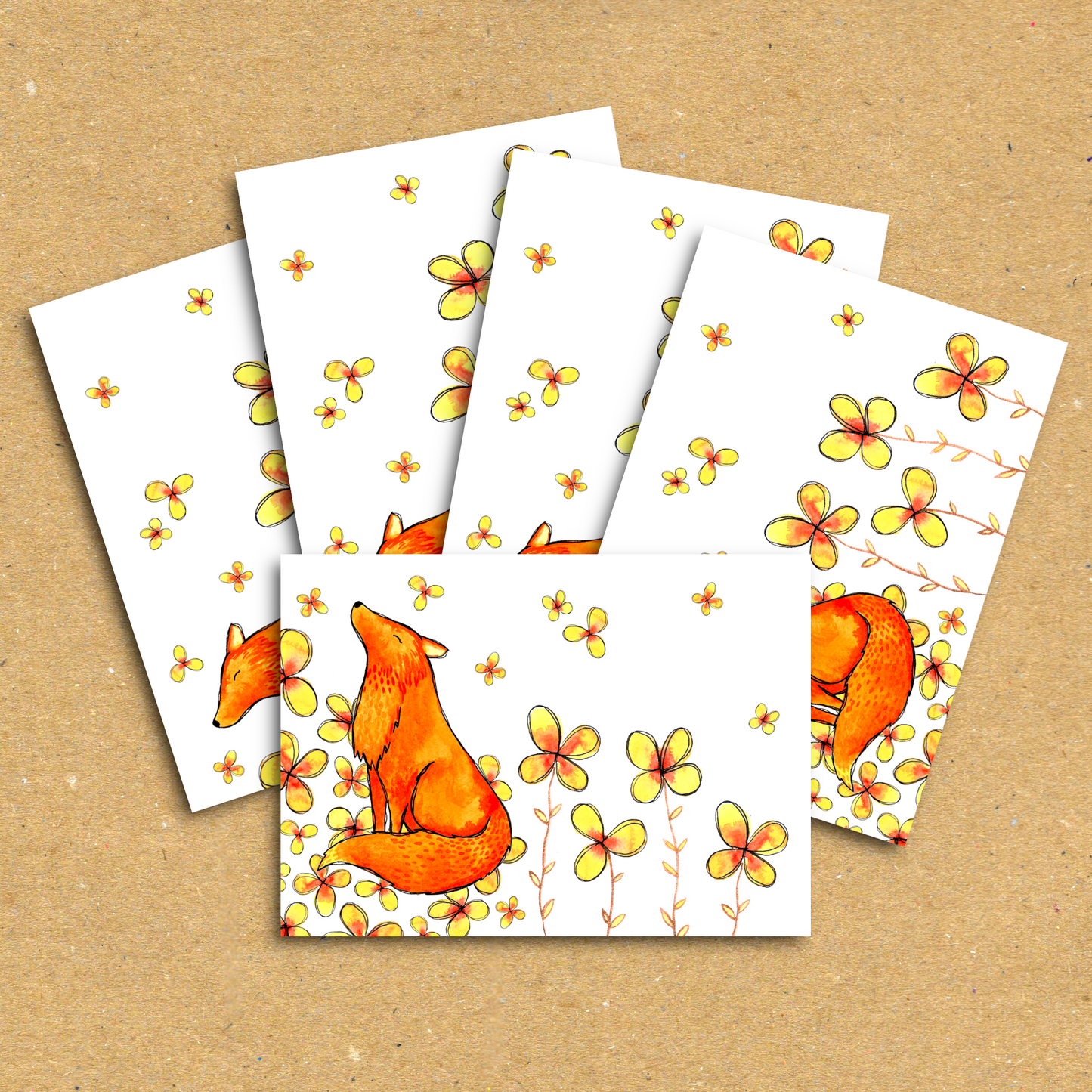 Stay Curious Fox & Flowers Postcard Pack