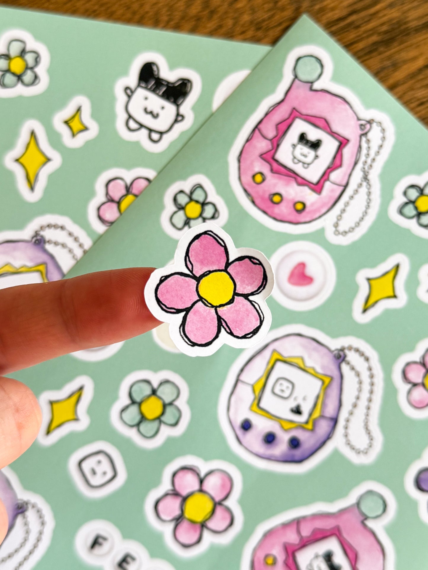 'Feed Me' Virtual Pet A5 Sticker Sheet