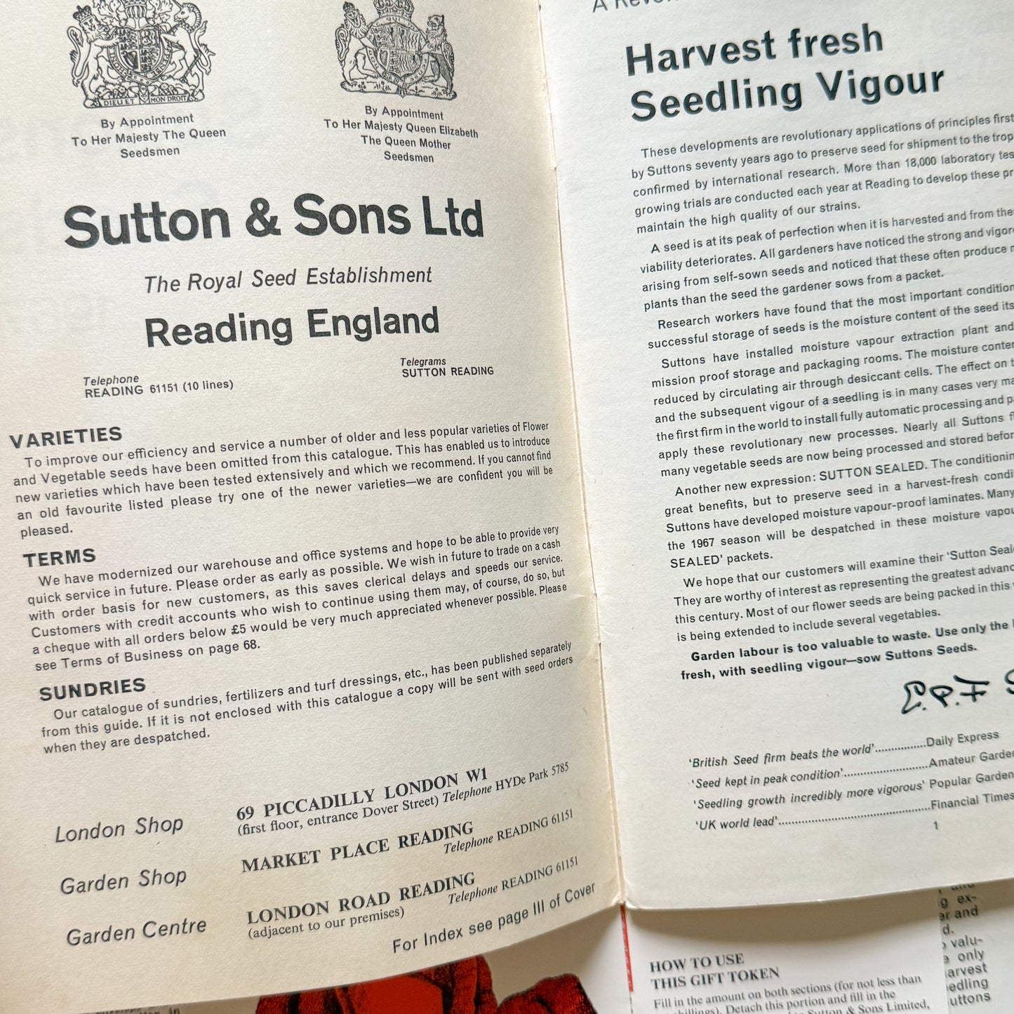Sutton Seeds 1967 Catalogue
