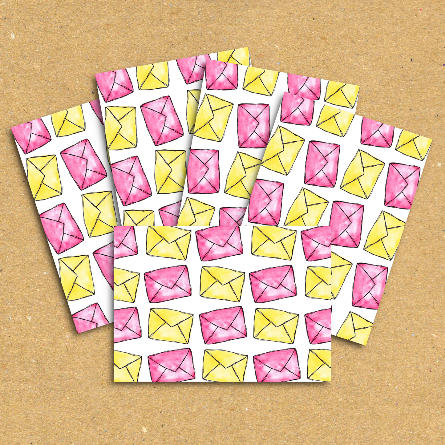 Sending Smiles Envelope Pattern Postcard Pack