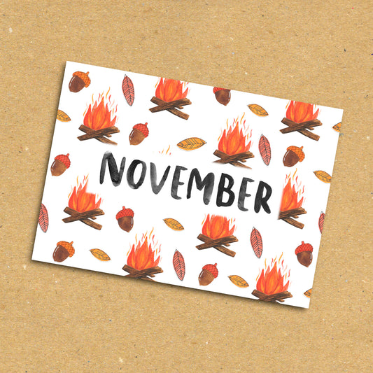 Autumnal "November" Postcard x5 Pack