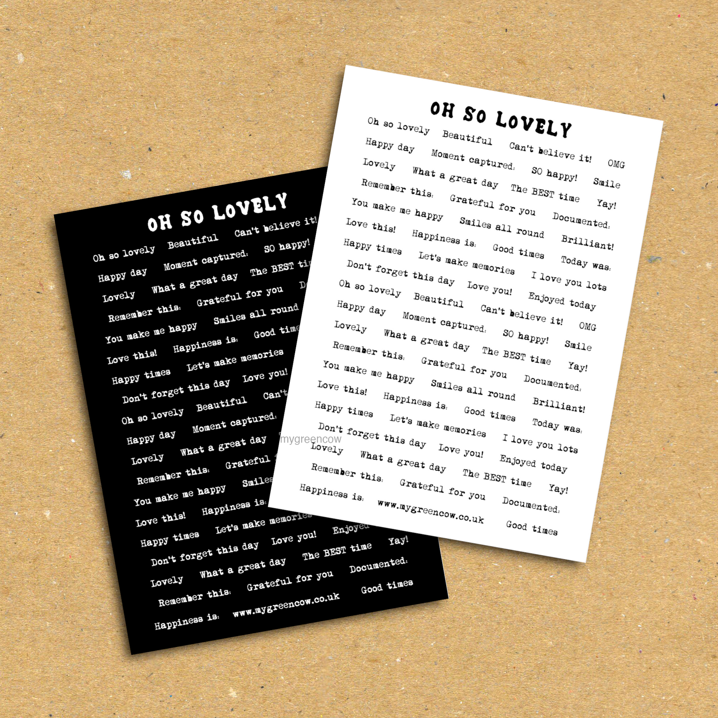 Oh So Lovely Phrases A6 Sticker Sheet