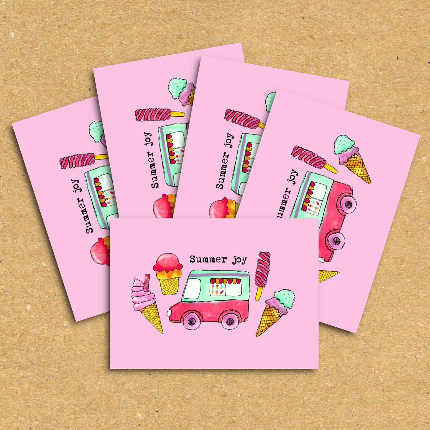 Summer Joy Ice Cream Van Postcard Pack