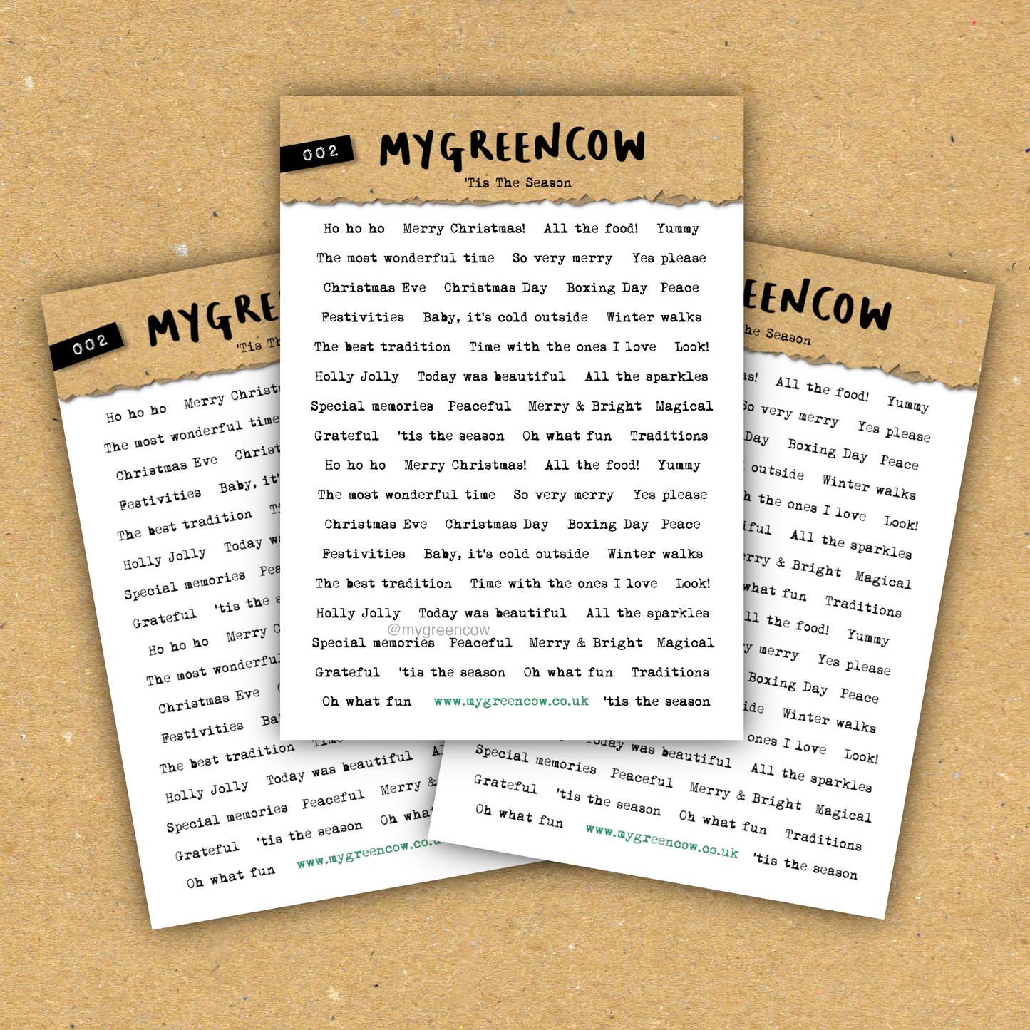 'Tis The Season Phrases A6 Sticker Sheet