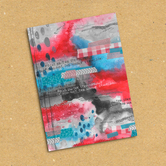 Blue & Red Abstract Watercolour Postcard x5 Pack
