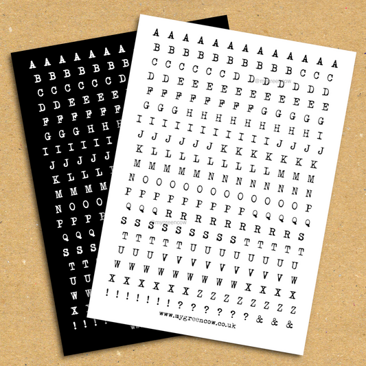 Typerwriter Alphabet A5 Sticker Sheet