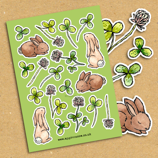 Clover Bunnies A5 Sticker Sheet