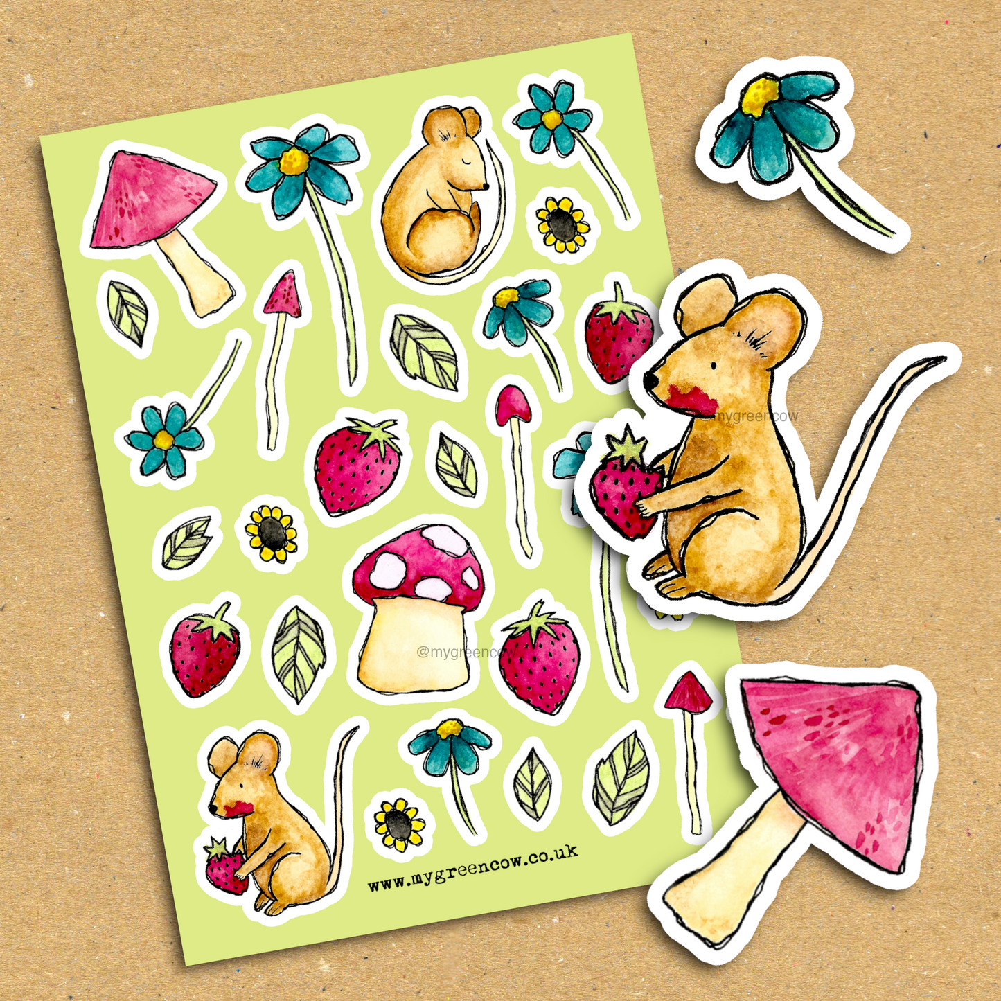 Forest Mice A5 Sticker Sheet