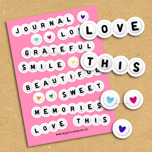 'Love This' Bead Phrases A5 Sticker Sheet