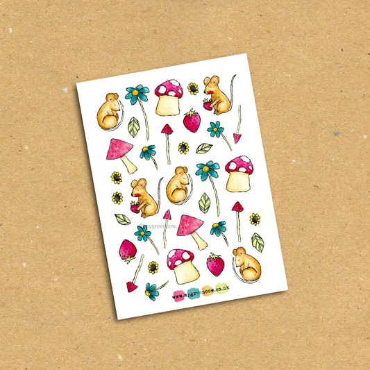 Forest Mice A6 Sticker Sheet