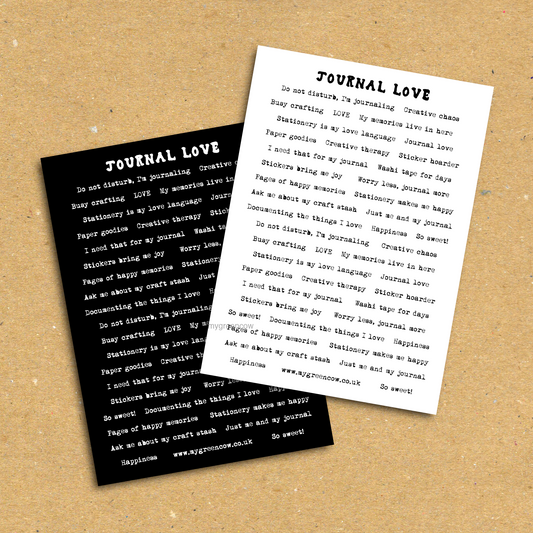 Journal Love A6 Phrase Sticker Sheet