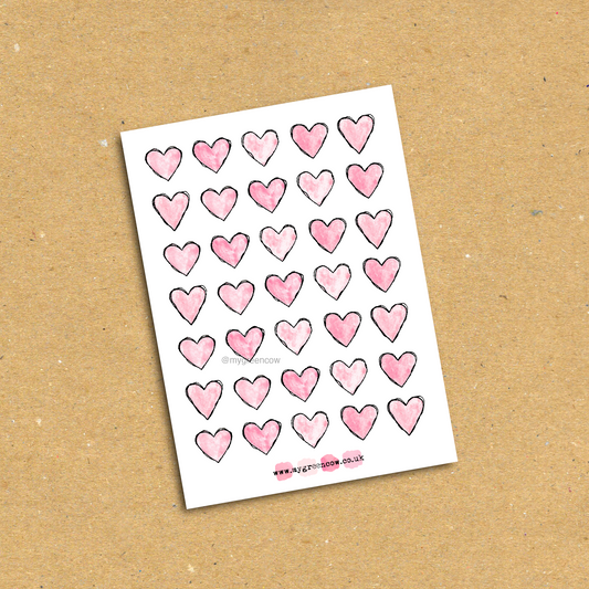 Pink Heart A6 Sticker Sheet