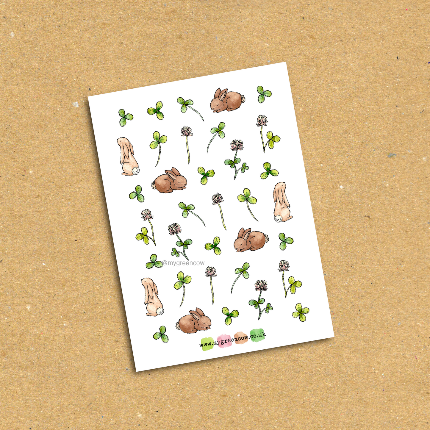 Clover Bunnies A6 Sticker Sheet