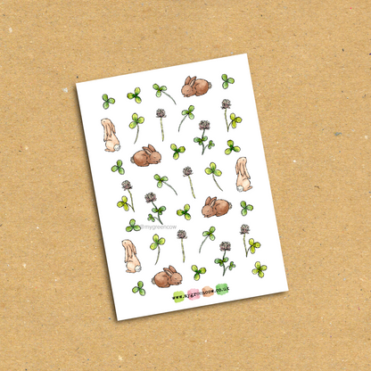 Clover Bunnies A6 Sticker Sheet