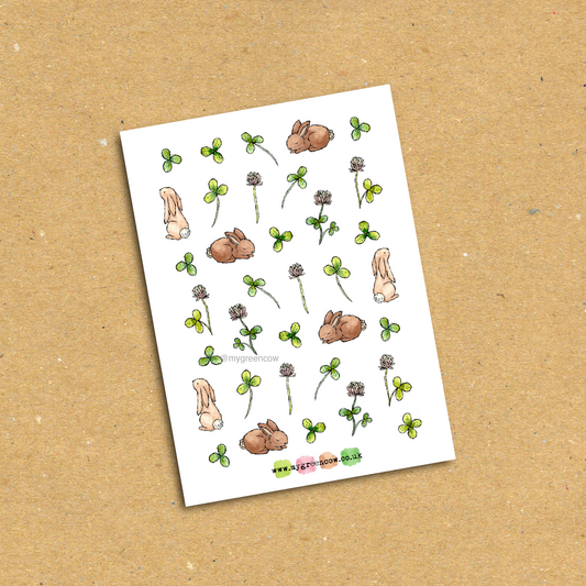 Clover Bunnies A6 Sticker Sheet