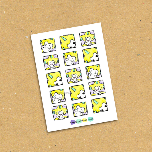 Pocket Monster #385 Squares A6 Sticker Sheet