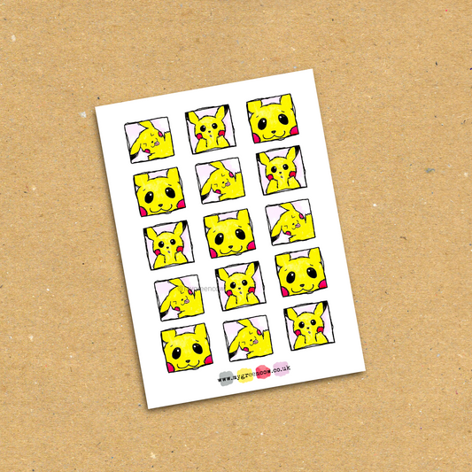 Pocket Monster #25 Squares A6 Sticker Sheet