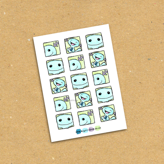 Pocket Monster #194 Squares A6 Sticker Sheet