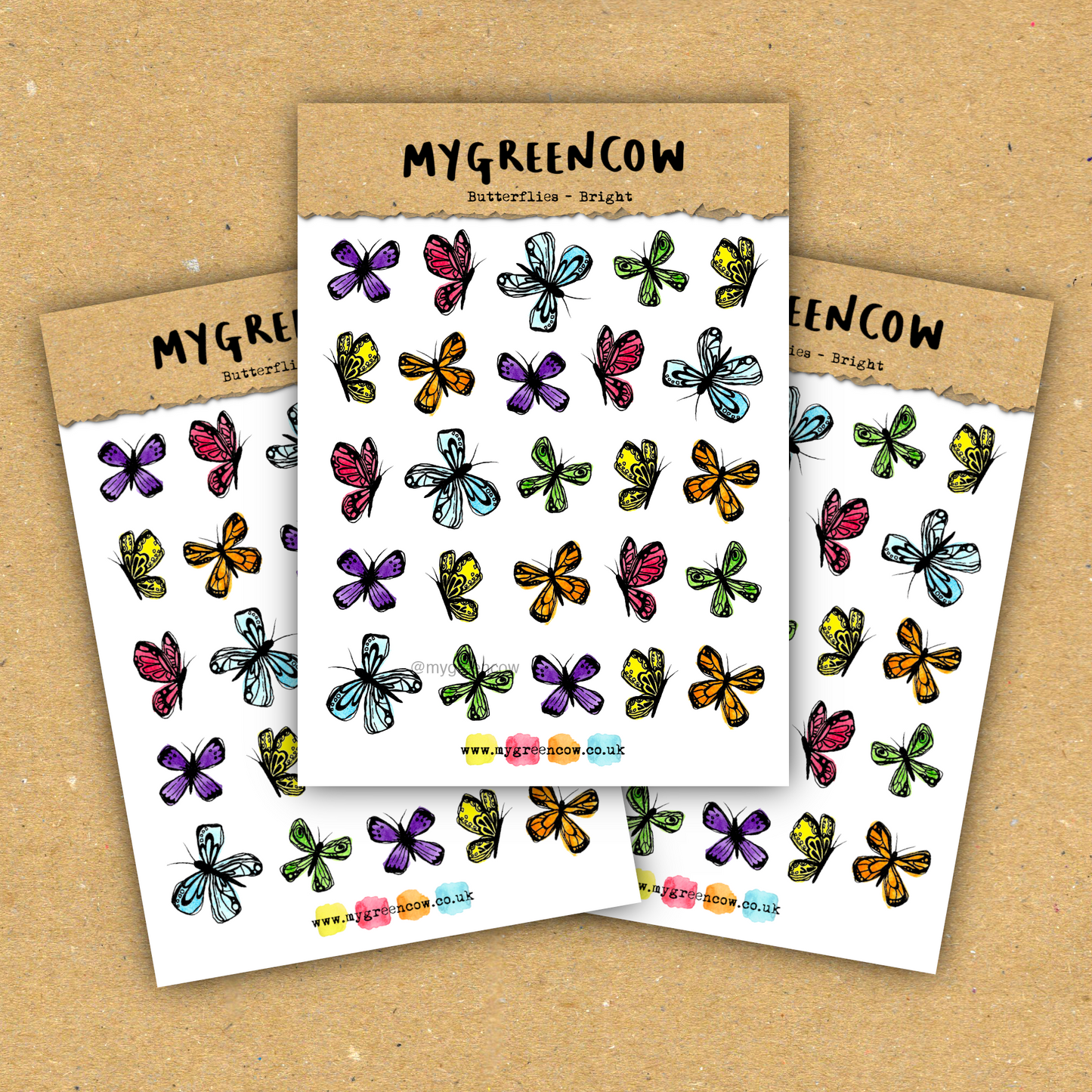 Butterflies - Bright A6 Sticker Sheet
