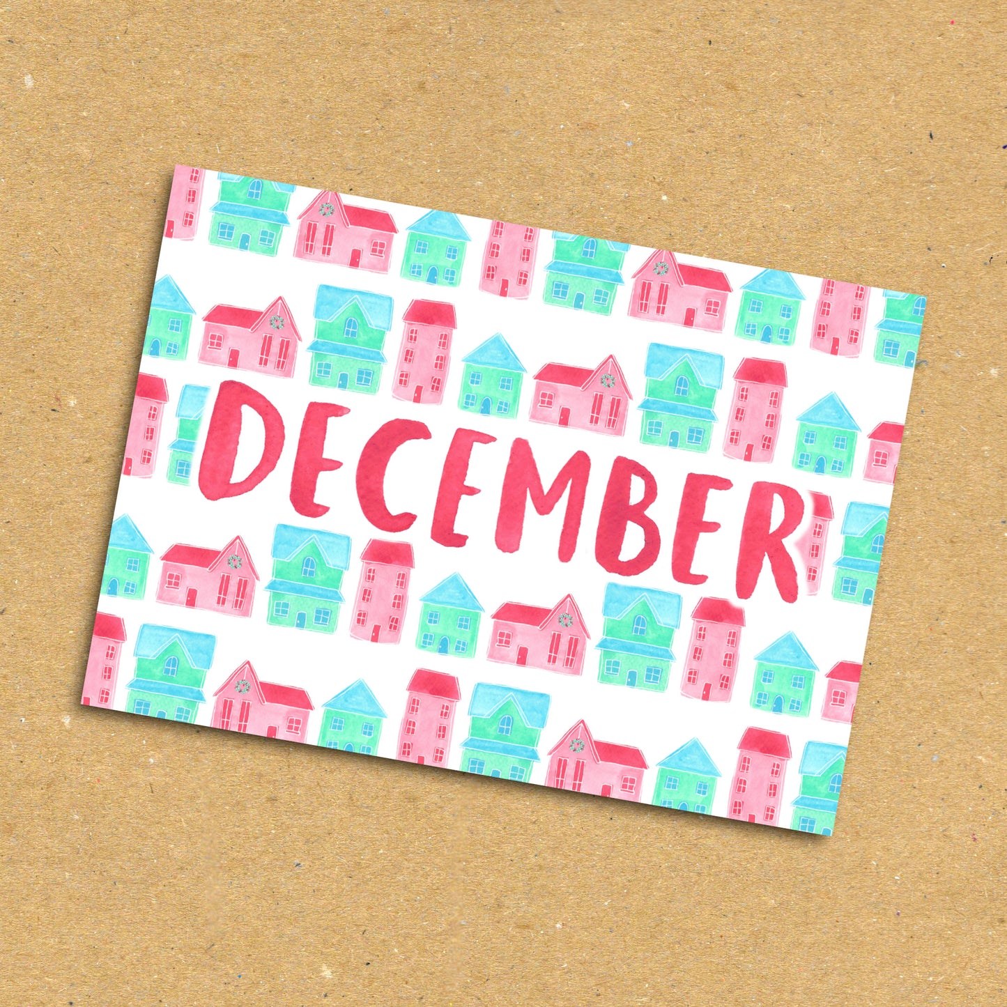 December Winter Houses Postcard x5 Pack