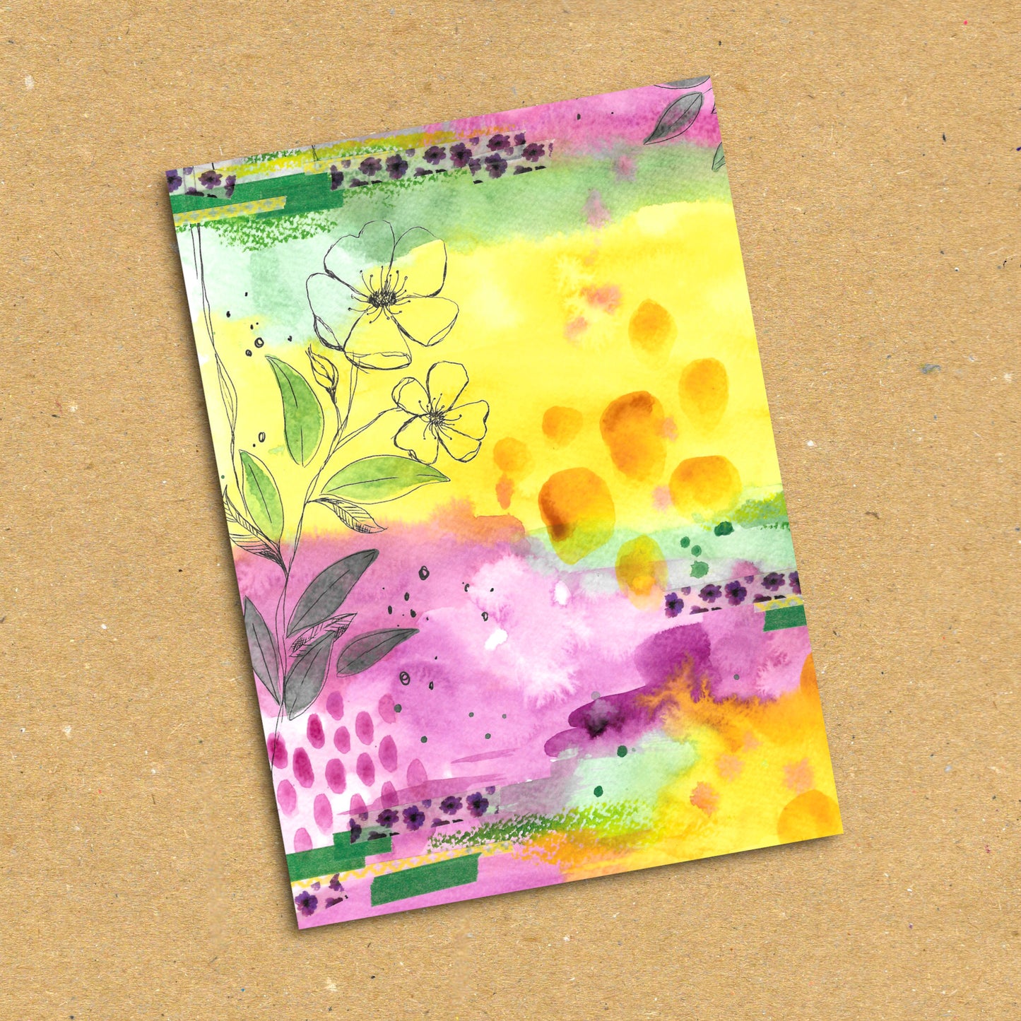 Floral Collage Portrait Postcard x5 Pack
