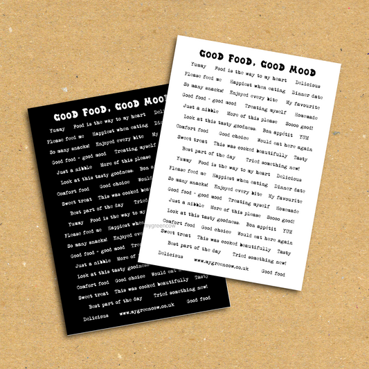 Good Food, Good Mood A6 Phrase Sticker Sheet