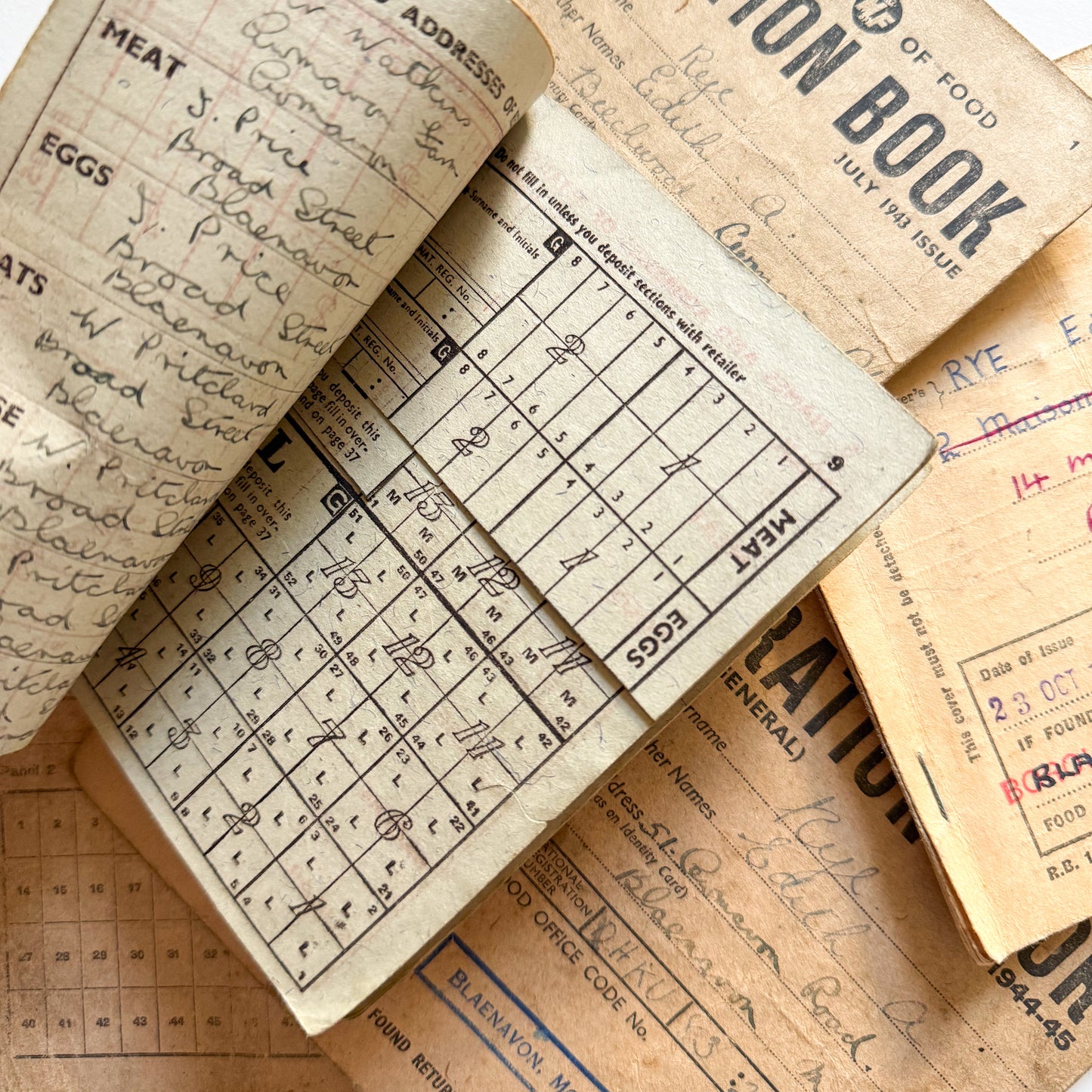 x6 Food Ration Books 1939-46 WW2
