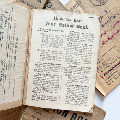 x6 Food Ration Books 1939-46 WW2