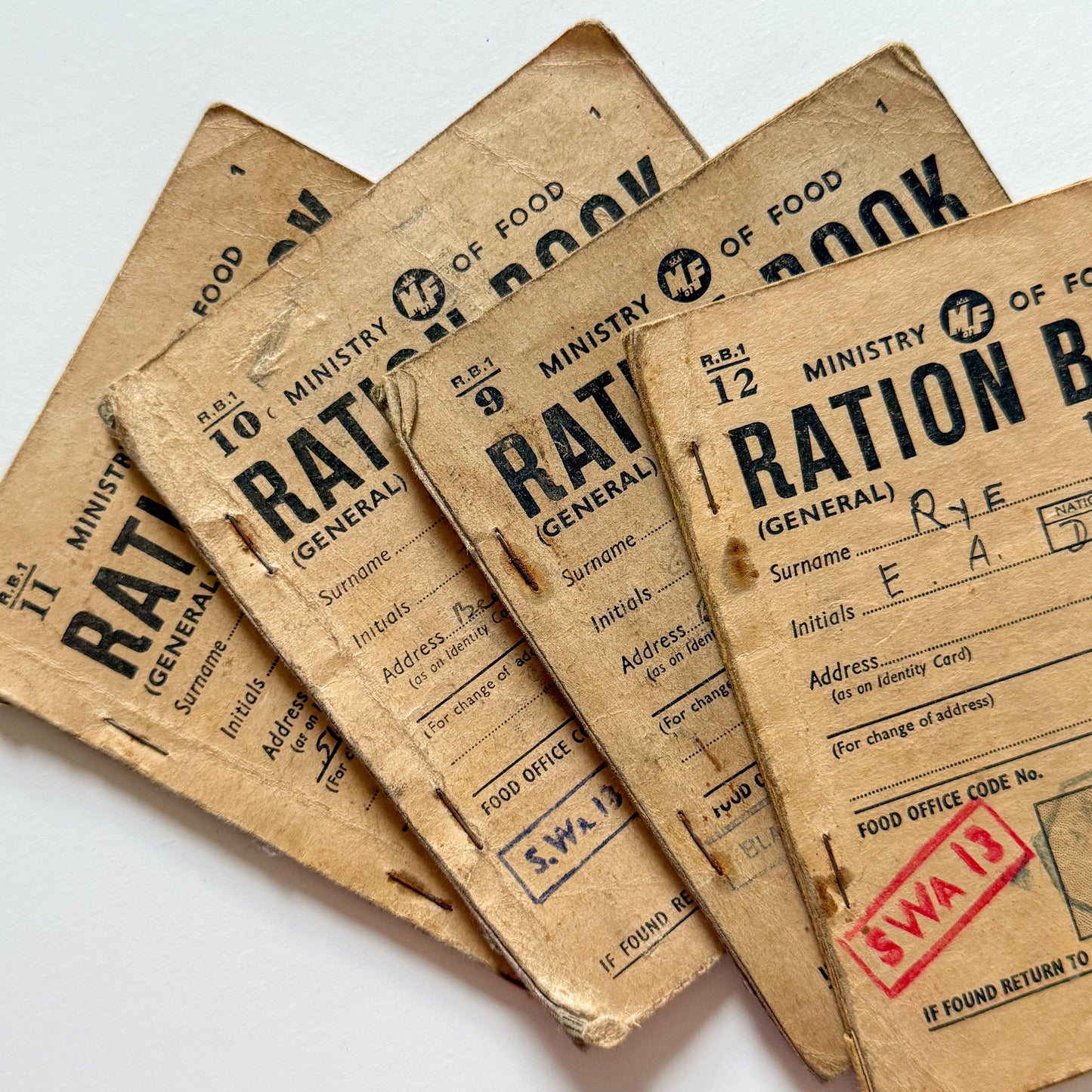 x4 Food Ration Books 1946-50 Post WW2