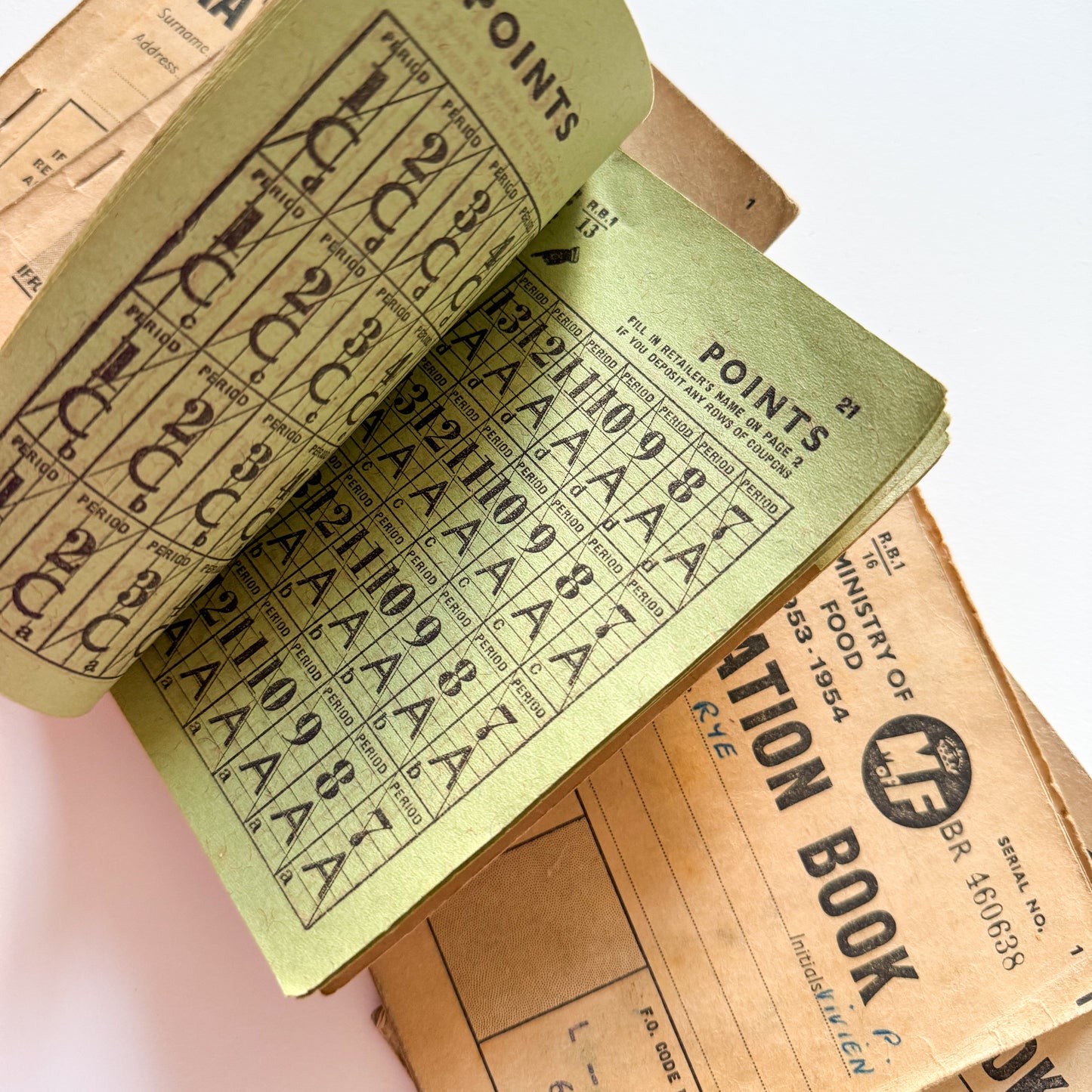 x5 Food Ration Books 1950-54 Post WW2