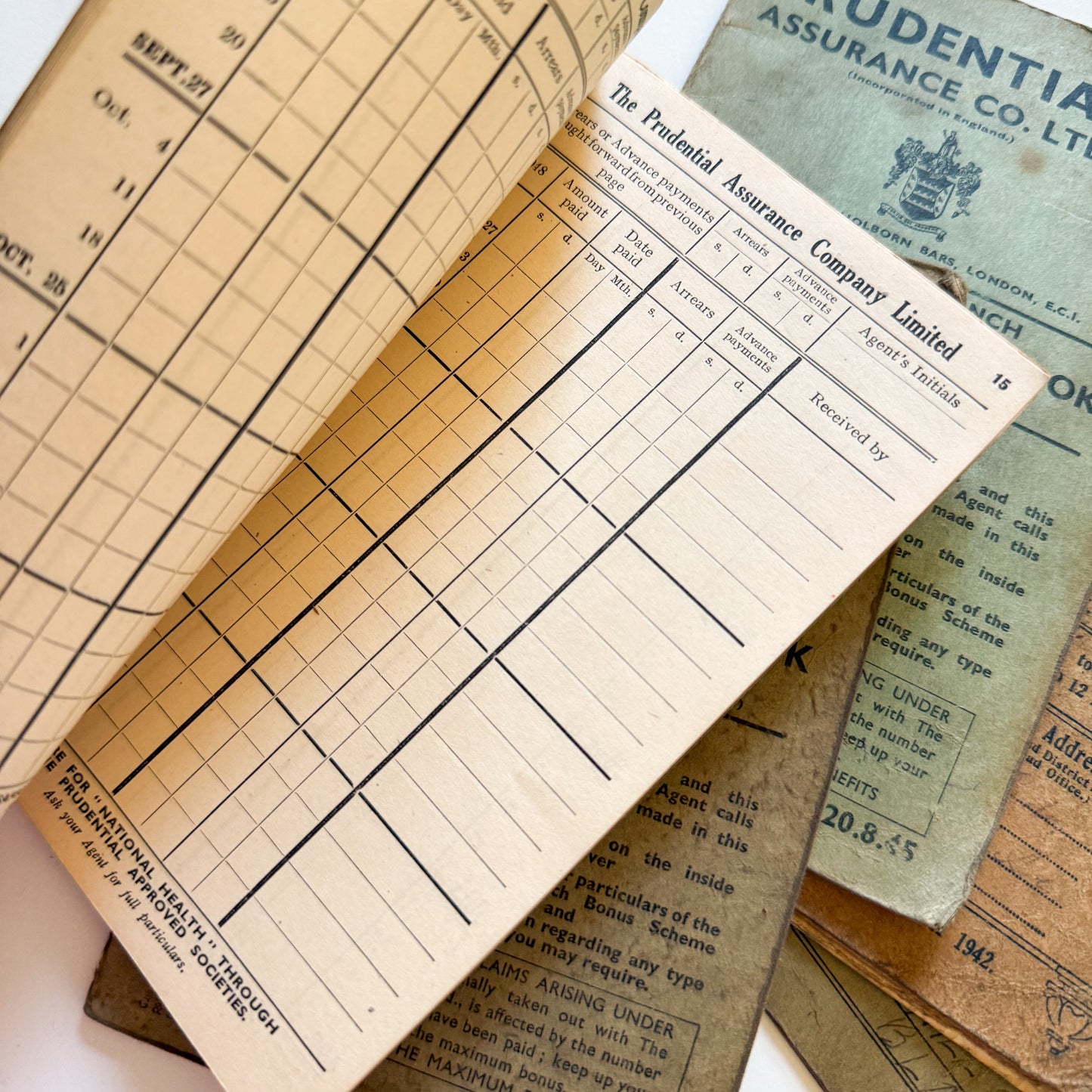 x5 Receipt & Banking Books 1929-52 WW2