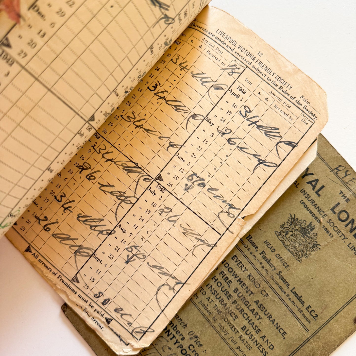 x5 Receipt & Banking Books 1929-52 WW2