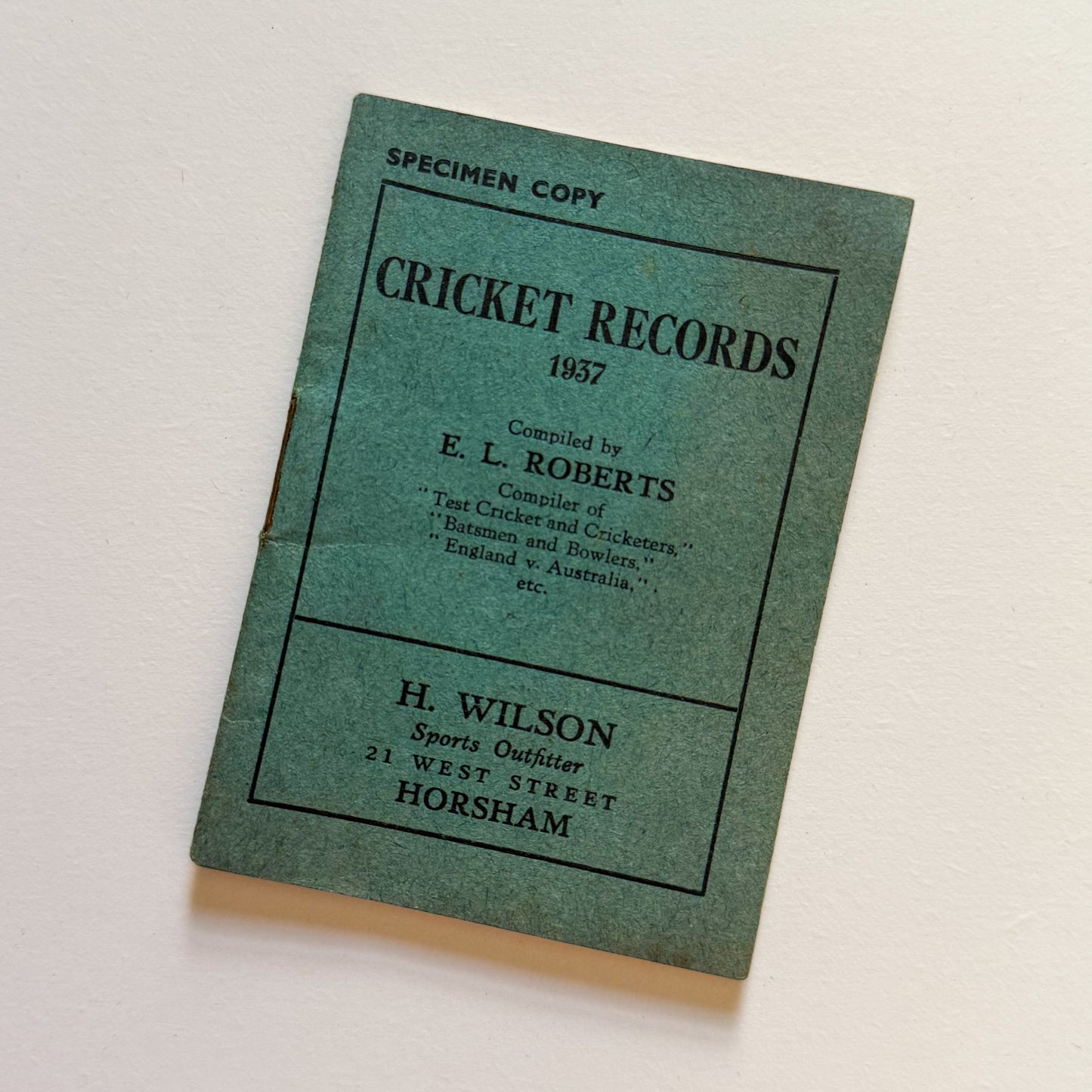 Cricket Records Booklet from 1937