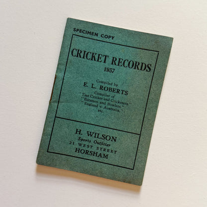 Cricket Records Booklet from 1937
