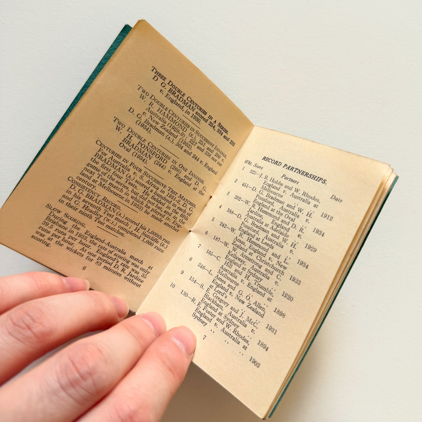Cricket Records Booklet from 1937