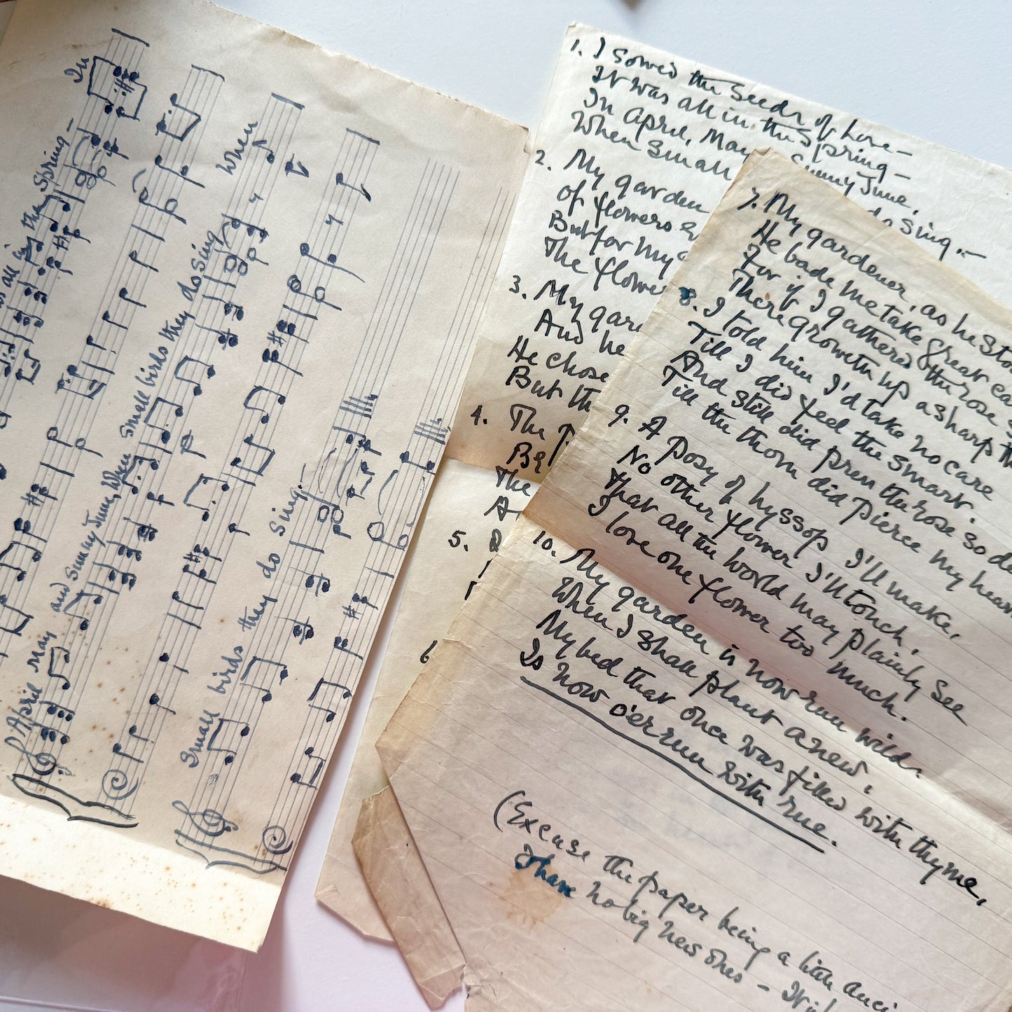 Handwritten Song & Music Sheet ~ Unknown Date & Author