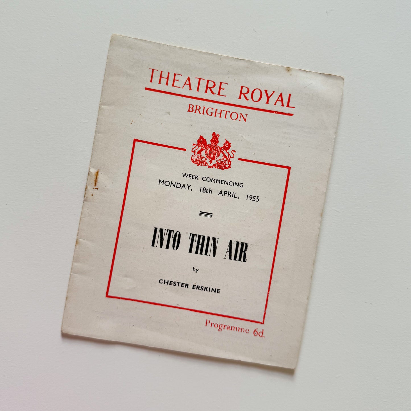 Theatre Royal Brighton Programme for Into Thin Air 1955