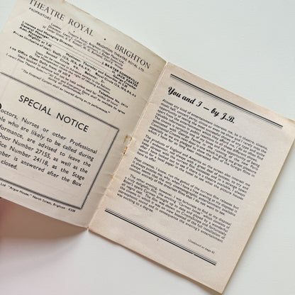 Theatre Royal Brighton Programme for Into Thin Air 1955
