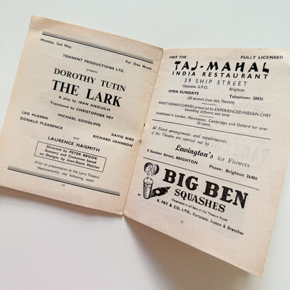 Theatre Royal Brighton Programme for Into Thin Air 1955