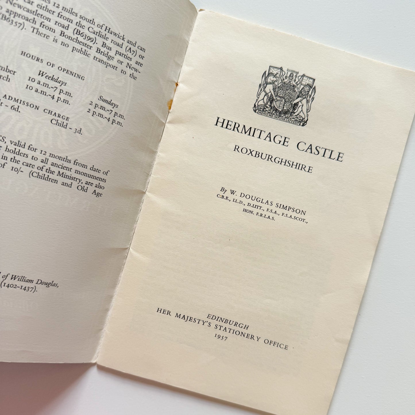 Hermitage Castle Guide Book from 1957