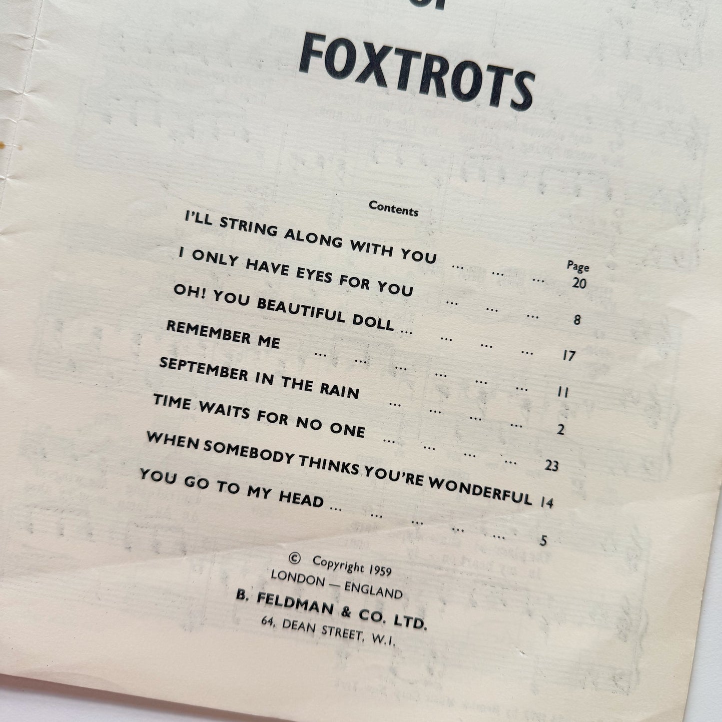 Parade of Fox-trots Music Booklet 1950s