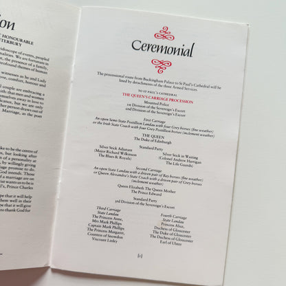 The Royal Wedding Official Programme 1981