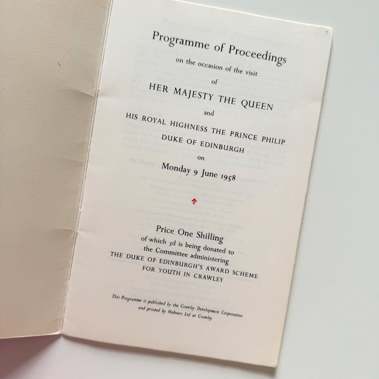Royal Visit to Crawley Programme 1958