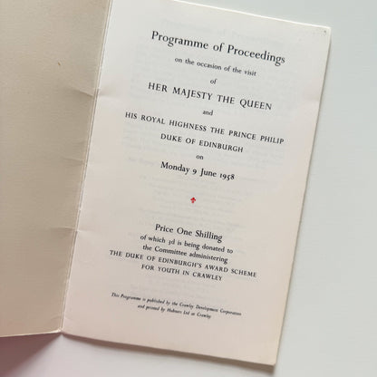Royal Visit to Crawley Programme 1958