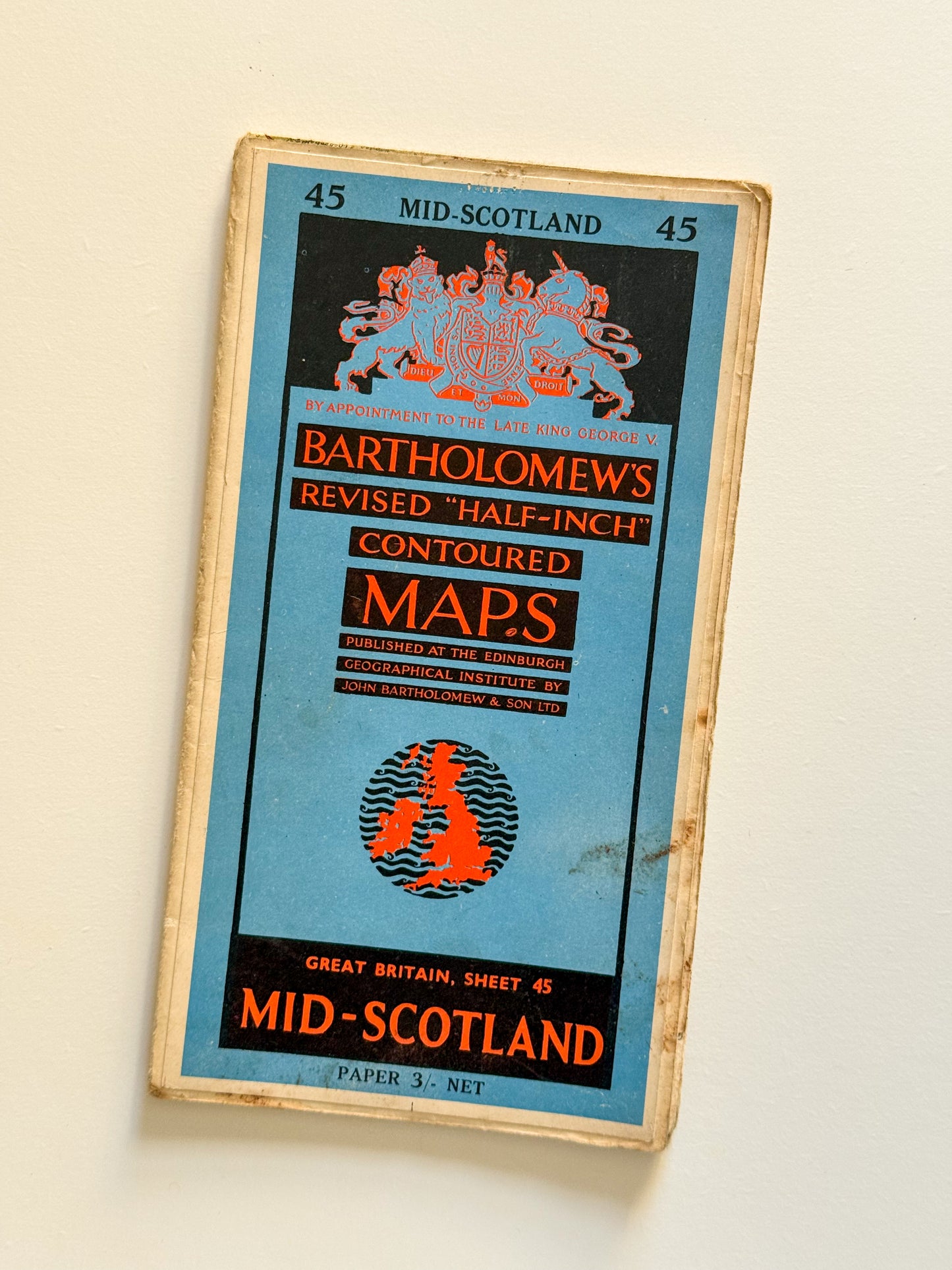 Bartholomew's Mid Scotland Map - Vintage Map