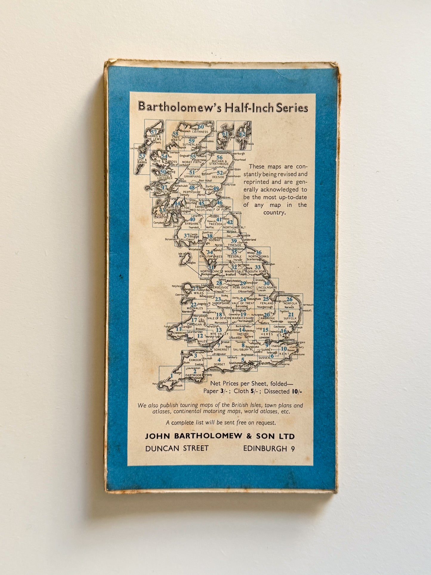 Bartholomew's Mid Scotland Map - Vintage Map