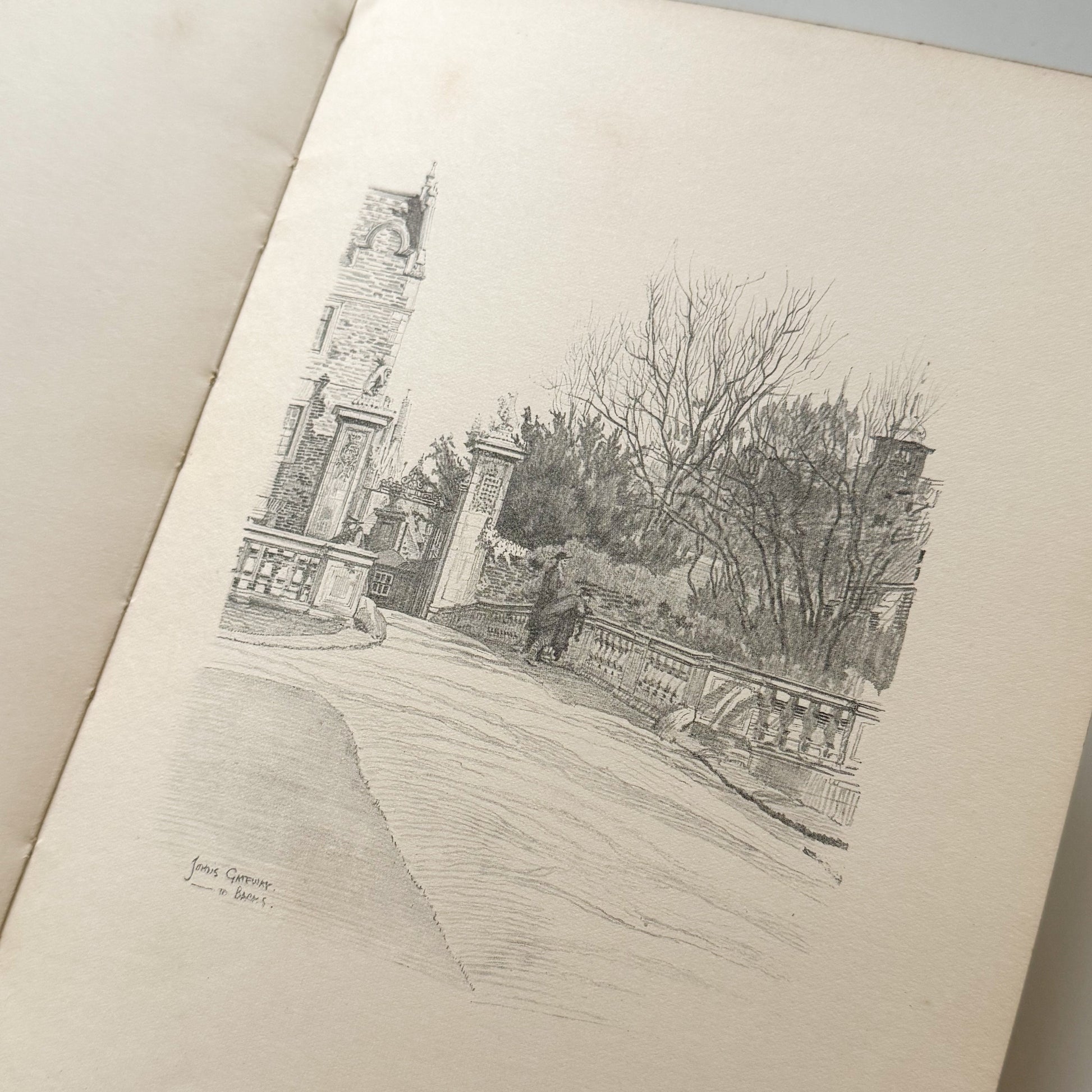 Illustration of a park scene on a book page